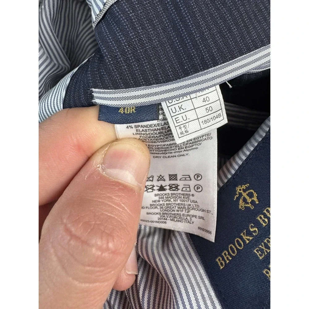 Brooks Brothers Blazer Mens 40 Regular Navy Pinstripe Explorer Regent Fit Jacket